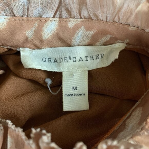 Grade And Gather Rust Animal Print Ruffle Dress M Boho Smocked Waist - Picture 5 of 6